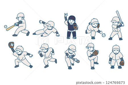 一群孩子在玩小聯盟棒球的插圖 124769873