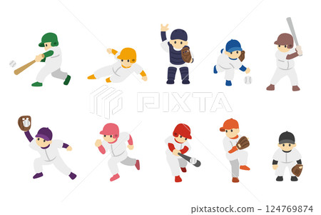 一群孩子在玩小聯盟棒球的插圖 124769874