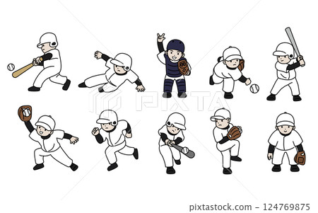 一群孩子在玩小聯盟棒球的插圖 124769875
