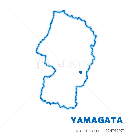 Yamagata prefecture map illustration - Neon line drawings of prefectures - Prefectural capitals 124769971