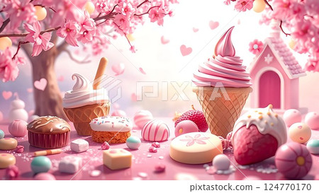 粉紅色糖果 124770170