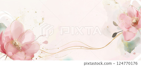 Fantastic texture background of pink flowers and greenery 124770176