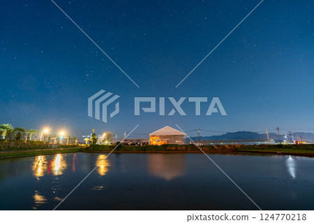 Rice fields and moonlight Rice fields and moonlight 124770218