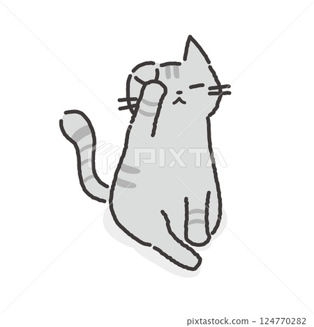 Grooming cat illustration 124770282