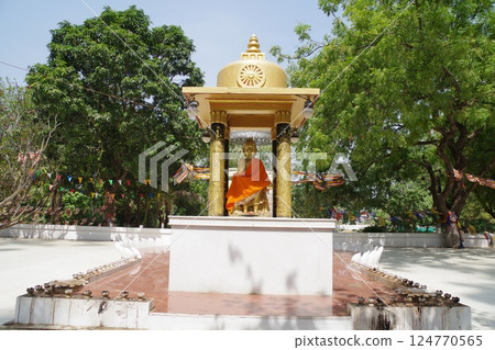 Rajgir Bamboo Forest Monastery, one of the eight great Buddhist holy sites in India 124770565