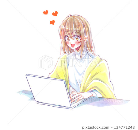 Woman using a laptop, love promotion Woman using a laptop, love promotion 124771248