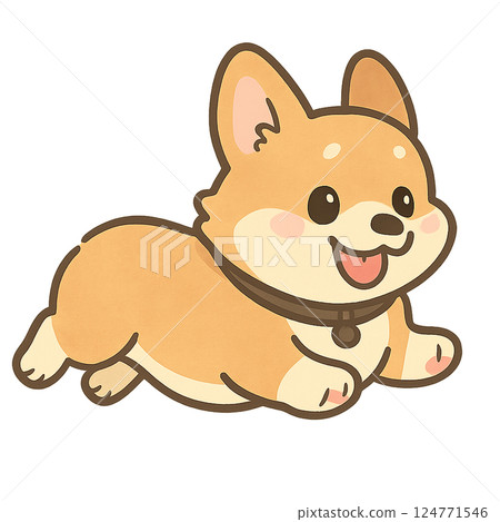 安撫柯基犬的插畫素材 124771546