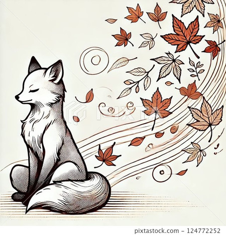 Cartoon style illustration of a meditating fox 124772252