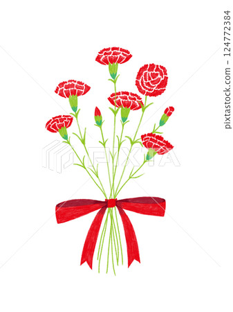 一束紅色康乃馨在母親節 一束紅色康乃馨在母親節 124772384