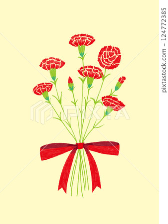 母親節紅色康乃馨花束背景 124772385