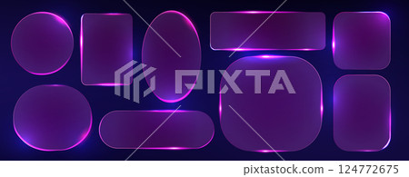 Glass frames with purple neon light set Glass frames with purple neon light set 124772675