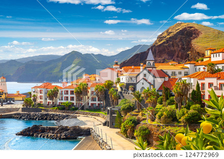 View of the small village of Canical, near Ponta de Sao Lourenco. Madeira Island, Portugal View of the small village of Canical, near Ponta de Sao Lourenco. Madeira Island, Portugal 124772969