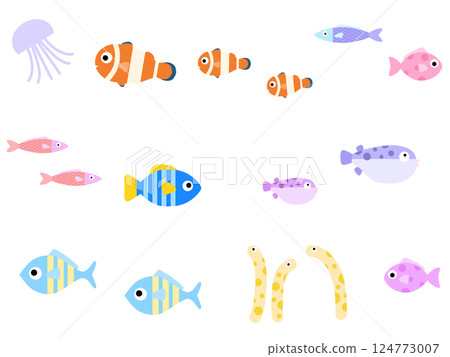 無縫圖案的海洋生物 F-1 124773007