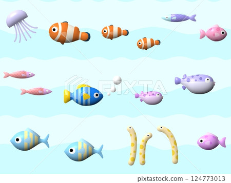 Seamless pattern of plump sea creatures G-2 124773013