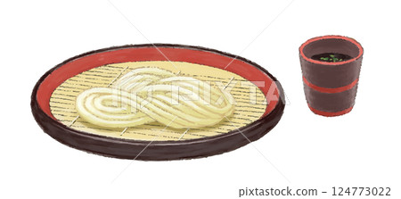 Zaru udon illustration in colored pencil style 124773022