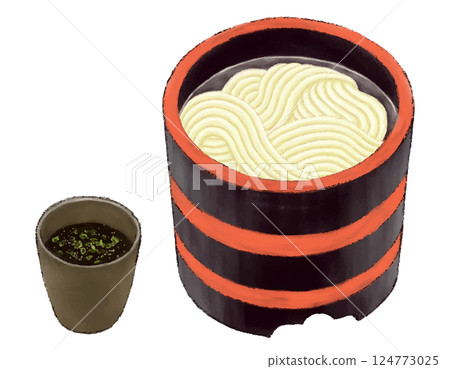 Kamaage udon illustration in colored pencil style Kamaage udon illustration in colored pencil style 124773025