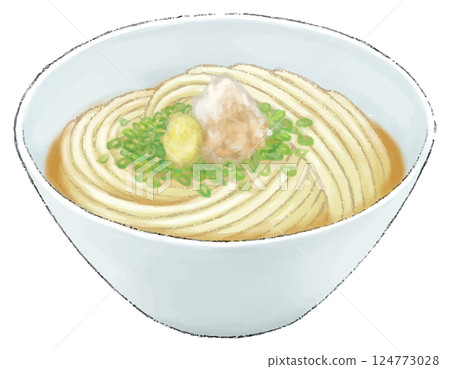 色鉛筆風格的 Bukkake 烏龍麵插圖 色鉛筆風格的 Bukkake 烏龍麵插圖 124773028