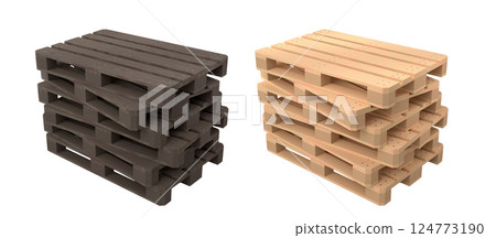 Set of wooden pallet for warehouse cargo storage isolated on white background. Set of wooden pallet for warehouse cargo storage isolated on white background. 124773190