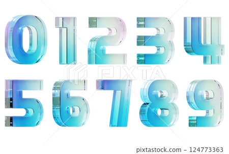 glass material 3D number graphic glass material 3D number graphic 124773363