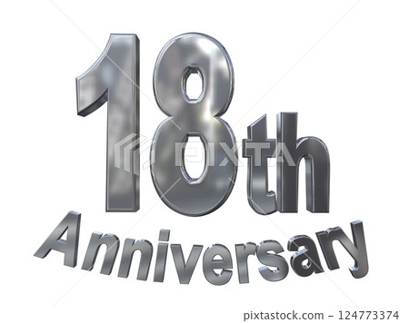 3DCG letters "18th Anniversary/18th Anniversary mark glitter" Silver, Silver 124773374