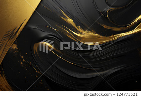Gold paint on a black background, gold on the top left 124773521