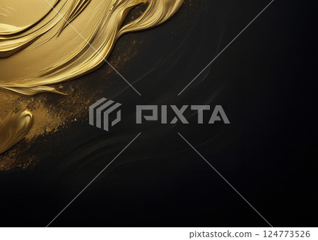 Gold paint on a black background, gold on the top left 124773526