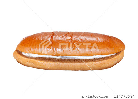 Brown sugar bread sandwiched with cream [white background, cutout] 124773584