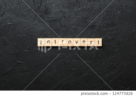 Introvert word written on wood block. Introvert text on table, concept 124773826