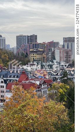 A view of buildings from Castle Hill. Castle Hill in Kyiv. Ukraine A view of buildings from Castle Hill. Castle Hill in Kyiv. Ukraine 124774358