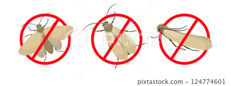 Stop Clothes Moths Sign Warning Against Textile Pests 124774601