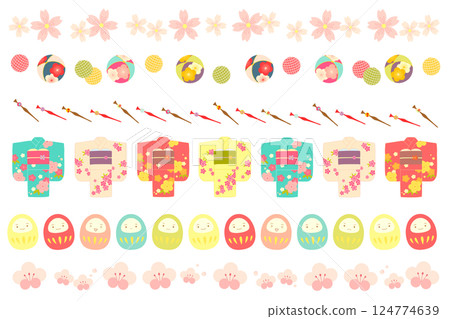 可愛的日式風格線套裝 124774639