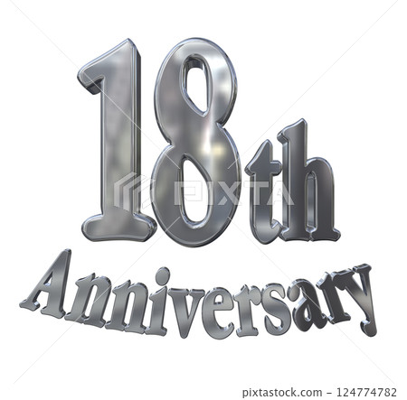 3DCG letters "18th Anniversary/18th Anniversary mark glitter" Silver, Silver 124774782