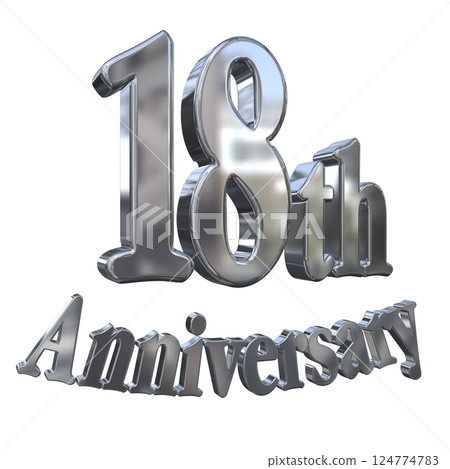 3DCG letters "18th Anniversary/18th Anniversary mark glitter" Silver, Silver 3DCG letters "18th Anniversary/18th Anniversary mark glitter" Silver, Silver 124774783