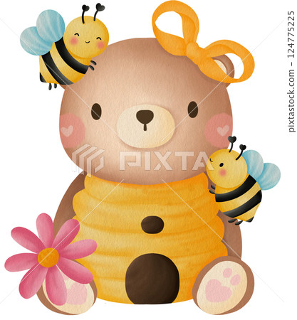 Cute Bee and Bear Clipart Bear with Honey and Flowers Cartoon Teddy Bear Bee Cute Bee and Bear Clipart Bear with Honey and Flowers Cartoon Teddy Bear Bee 124775225