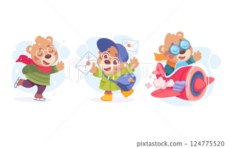 Playful and Adventurous Animal Characters Engaging in a Variety of Fun Activities Together 124775520