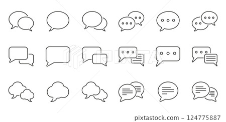 Chat Outline Icons Set. Speech Bubble Symbol. Comment and Message Line Icon. Editable Stroke. Isolated Vector Illustration Chat Outline Icons Set. Speech Bubble Symbol. Comment and Message Line Icon. Editable Stroke. Isolated Vector Illustration 124775887