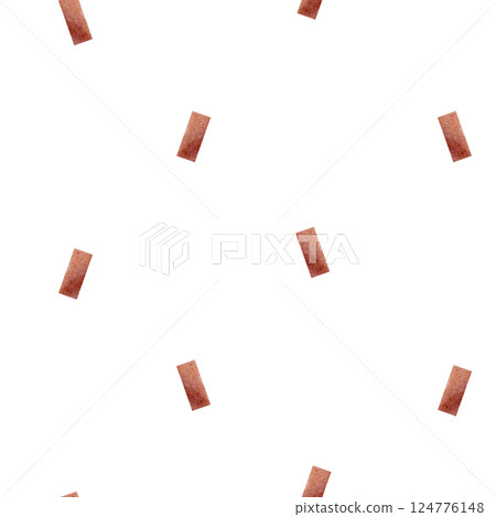 Watercolor pattern red dotted stripes, lines. Illustration festive confetti. Seamless print children's on background for design, fabric, baby clothes, textile, wallpaper, holiday, new year, christmas 124776148