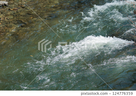 A clear stream flowing through a clear stream 124776359
