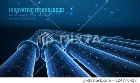 Pipeline construction vector background. Gas industry, fuel transport, crude oil. Pipeline construction vector background. Gas industry, fuel transport, crude oil. 124776428