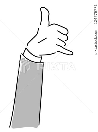 Calling hand gesture hand drawn line drawing Calling hand gesture hand drawn line drawing 124776771