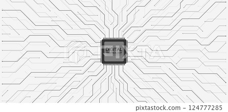 Abstract background with technology circuit board texture. Modern electronic motherboard texture. Creative idea for internet technology. Tech concept for header, web banner, website, presentation. 124777285