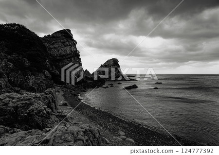 Koshikijima Island: Exposed geological layers and calm seas Koshikijima Island: Exposed geological layers and calm seas 124777392