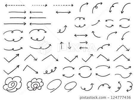 Marker Arrow Set Black Line Drawing Felt Pen Magic 124777436