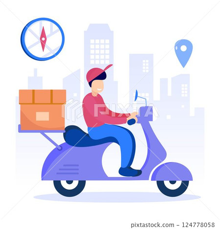 Illustration vector graphic cartoon character of delivery 124778058