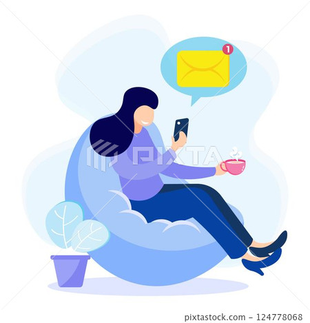 Illustration vector graphic cartoon character of new message Illustration vector graphic cartoon character of new message 124778068