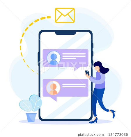 Illustration vector graphic cartoon character of new message Illustration vector graphic cartoon character of new message 124778086