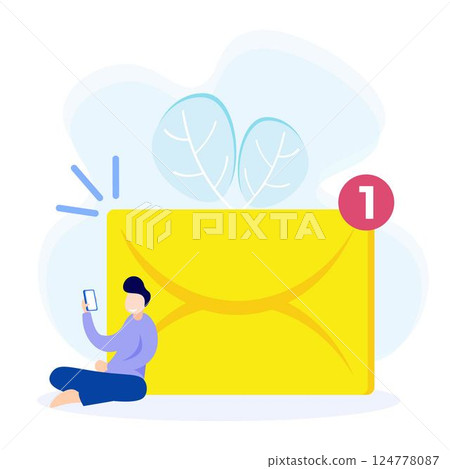 Illustration vector graphic cartoon character of new message Illustration vector graphic cartoon character of new message 124778087