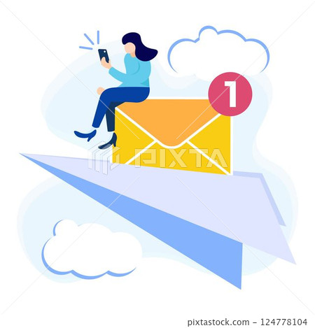 Illustration vector graphic cartoon character of new message 124778104