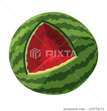 Watermelon icon of whole ripe red fruit in 3d realistic cartoon style. Natural sweet food. Fresh and juicy colorful berry isolated on white background Watermelon icon of whole ripe red fruit in 3d realistic cartoon style. Natural sweet food. Fresh and juicy colorful berry isolated on white background 124778113