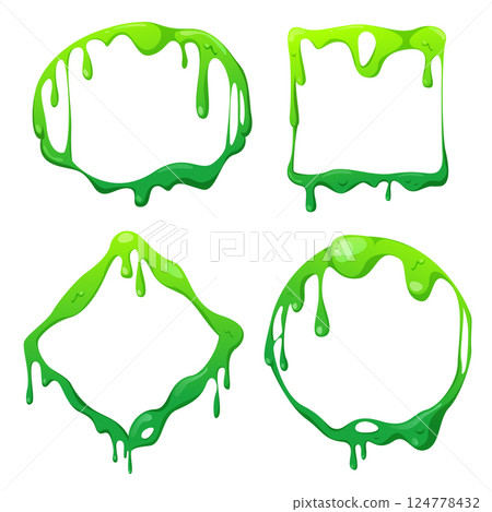 Set of frames made of green slime vector isolated 124778432